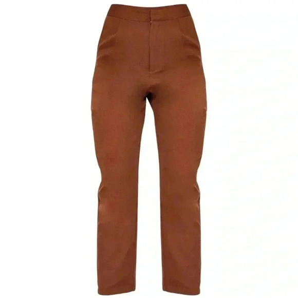Pretty Little Thing Chocolate Brown Cropped Pants - Picture 1 of 6